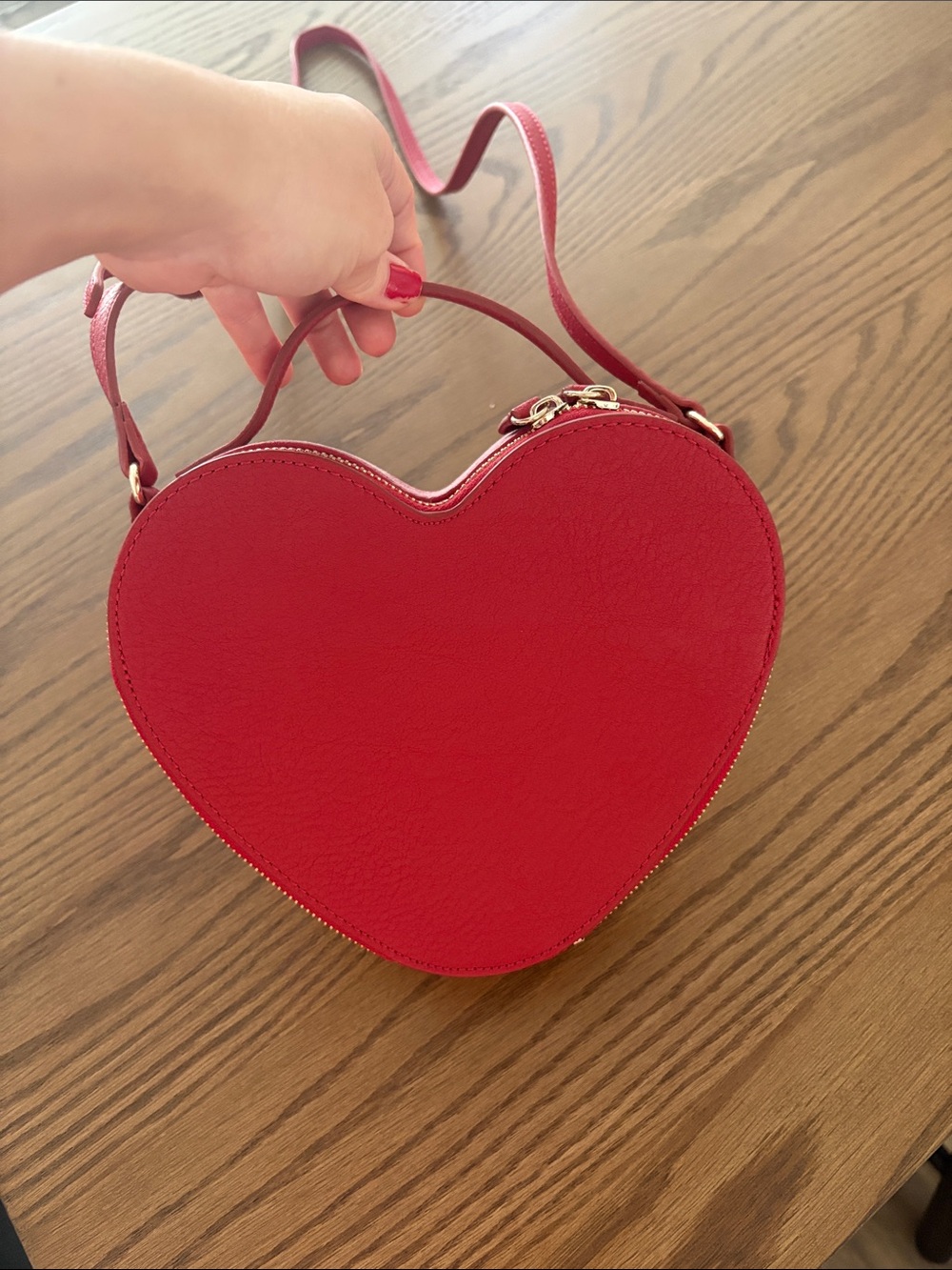 Red Heart-Shaped Crossbody Bag